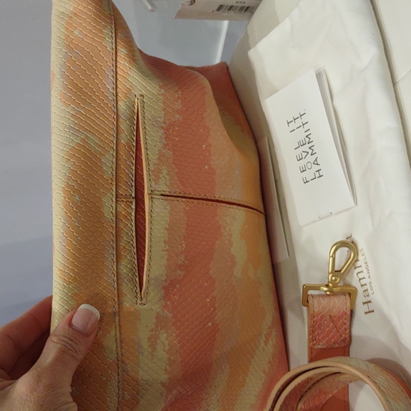 VIP Large Pink Peach Gold Himalayan Snake Hammitt Clutch Crossbody Purse NEW - Picture 7 of 8